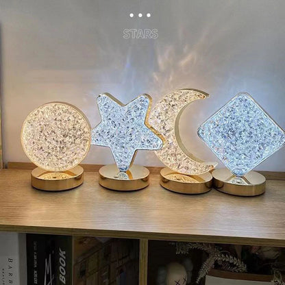 Étoile - Lampe de table LED tactile en cristal rechargeable avec 3 couleurs pour une atmosphère romantique