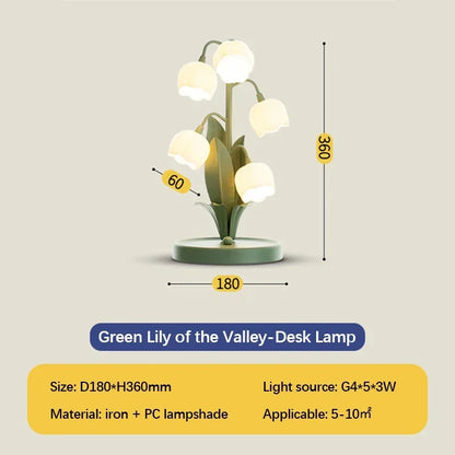 Sandyha - Lampe de table atmosphérique florale nordique en LED pour chambre et lecture nocturne