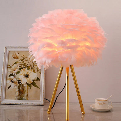 Lumière - Lampe de chevet moderne en plumes d'oie pour chambre romantique et décoration intérieure