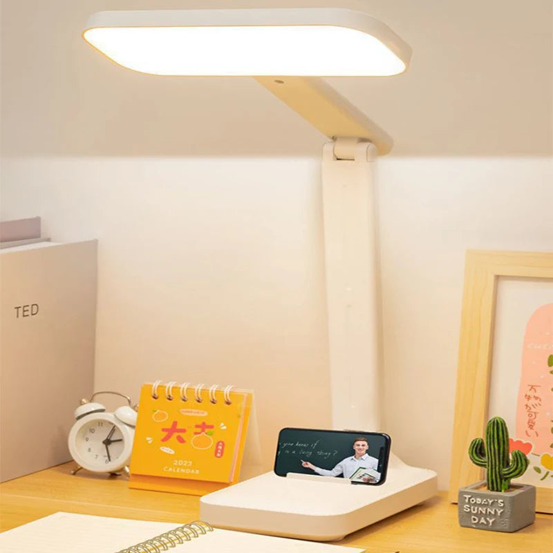 Lumière - Lampe de bureau LED rechargeable avec 3 niveaux de luminosité, protection des yeux et design pliable