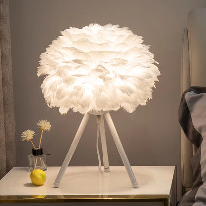 Lumière - Lampe de chevet moderne en plumes d'oie pour chambre romantique et décoration intérieure