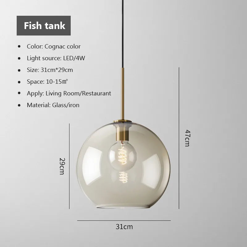 Julien - Lustre en verre moderne au style industriel nordique avec éclairage LED