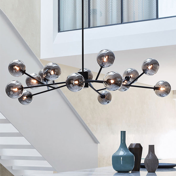 Sophie - Lustre moderne sputnik à 15 lumières avec globes en verre