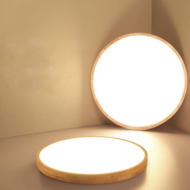 Plafonnier LED rond en bois ultra fin