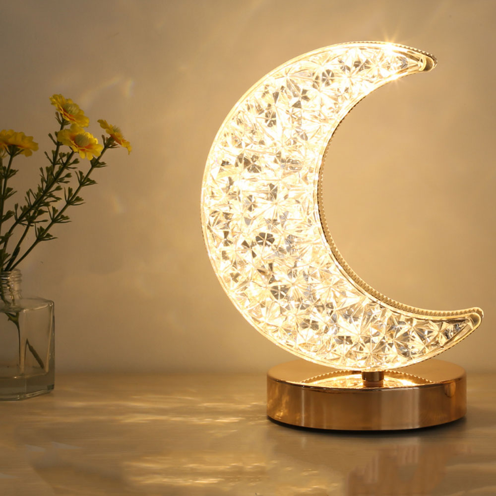 Luna - Lampe en cristal en forme de croissant de lune illuminante