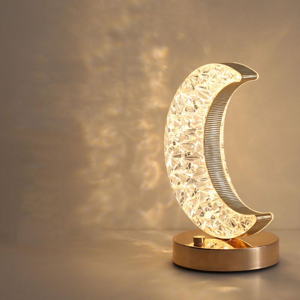 Luna - Lampe en cristal en forme de croissant de lune illuminante