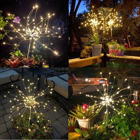 Sophie - Lumières solaires extérieures en forme de feu d'artifice pour un jardin enchanteur