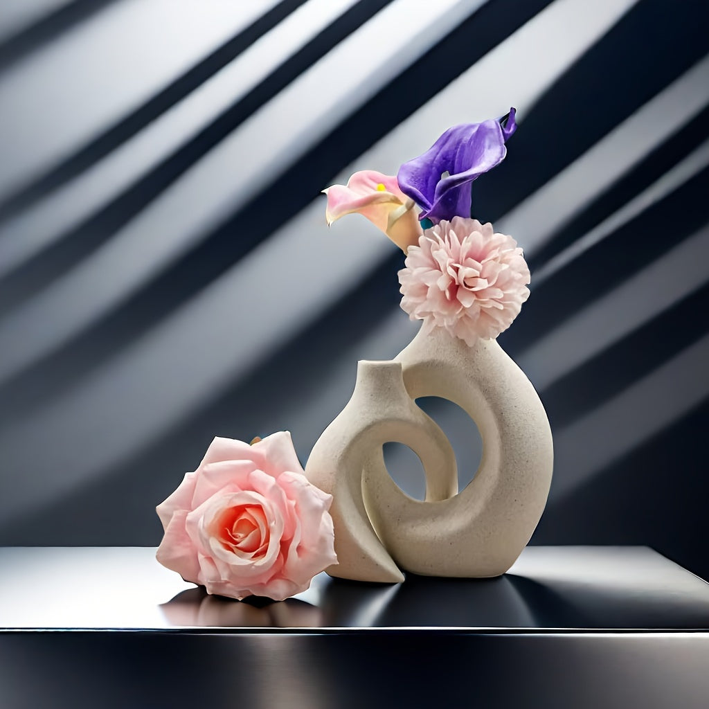 Vase en céramique rustique charmant - Pièce décorative artistique, durable et lavable à la main, parfaite pour la décoration intérieure et les cadeaux