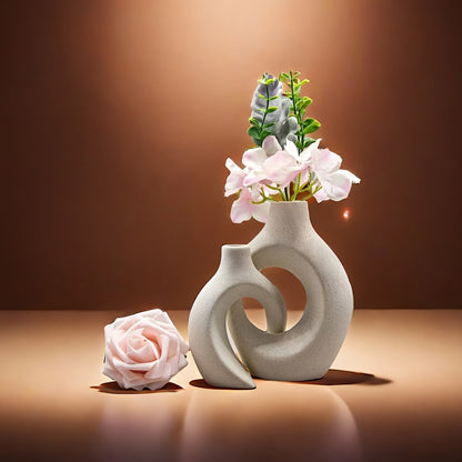 Vase en céramique rustique charmant - Pièce décorative artistique, durable et lavable à la main, parfaite pour la décoration intérieure et les cadeaux