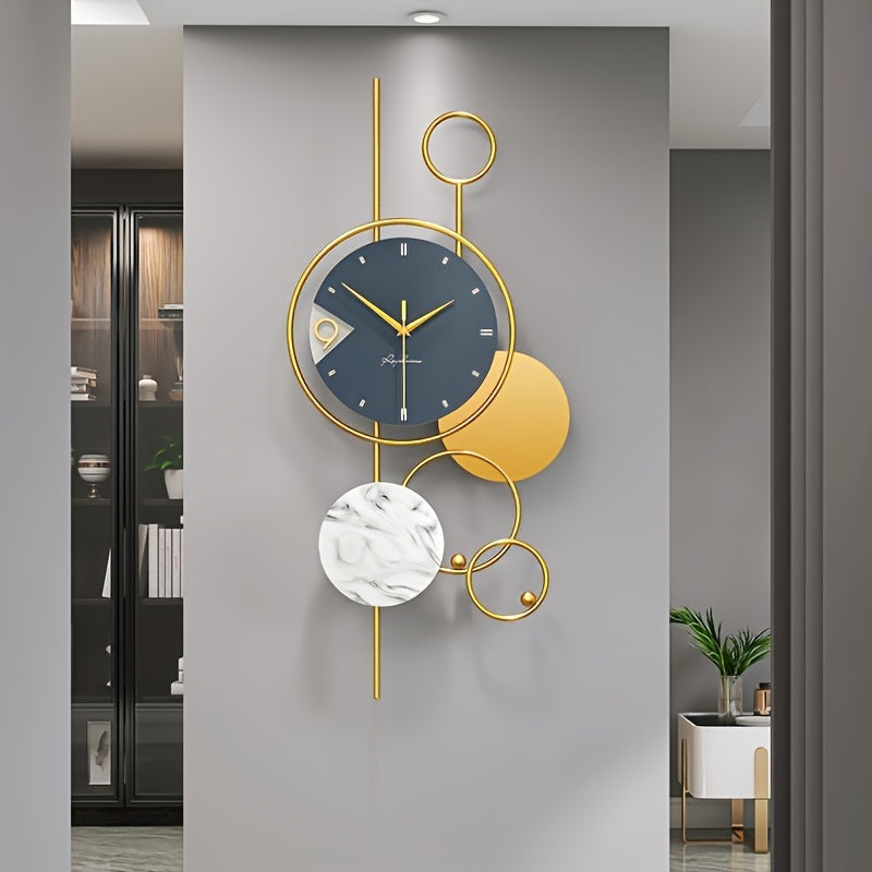 Horloge murale en métal fantaisie : design irrégulier, silencieuse, forme de couronne plate, 36 cm/14,4 po