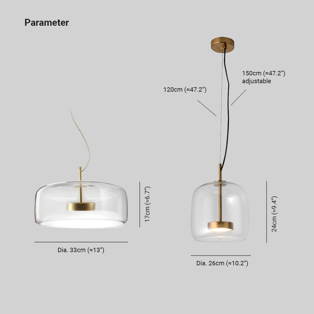 Hélène - Suspensions LED rétro en métal doré et verre ambre pour une ambiance chaleureuse