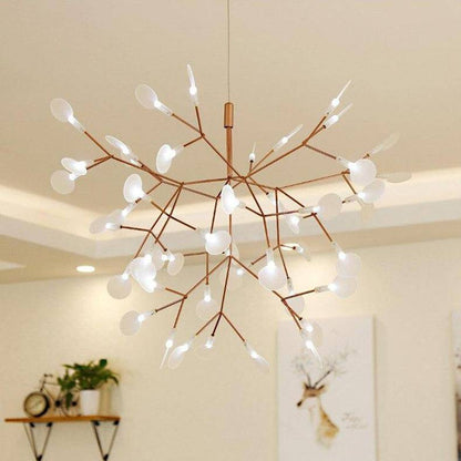 Suspension LED moderne en forme d'arbre doré pour un intérieur élégant