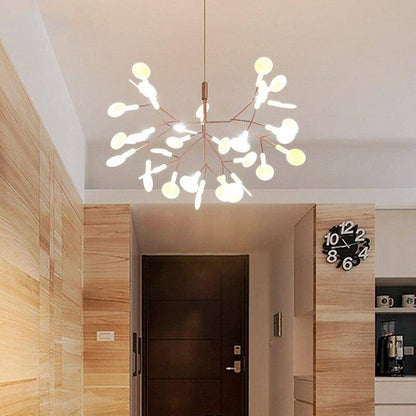 Suspension LED moderne en forme d'arbre doré pour un intérieur élégant