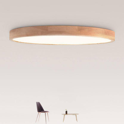 Plafonnier LED rond en bois ultra fin