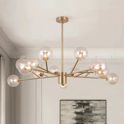 Sophie - Lustre moderne sputnik à 15 lumières avec globes en verre