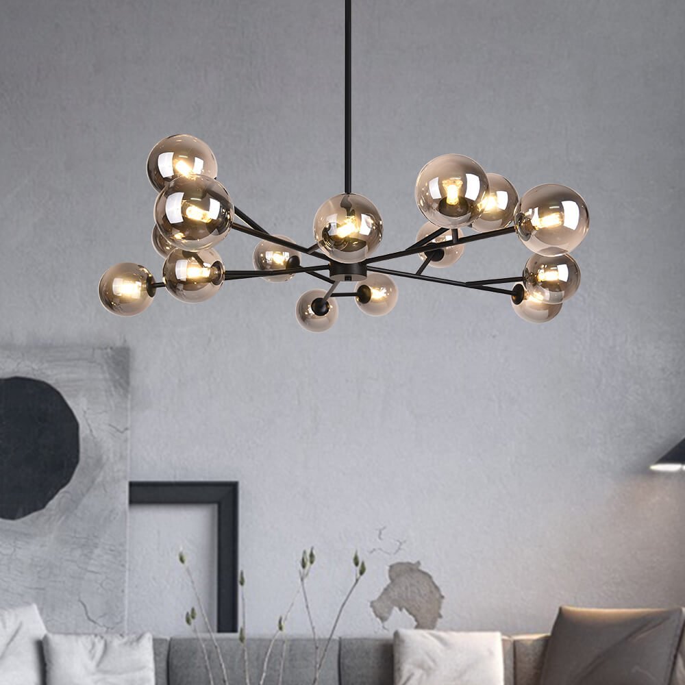 Sophie - Lustre moderne sputnik à 15 lumières avec globes en verre