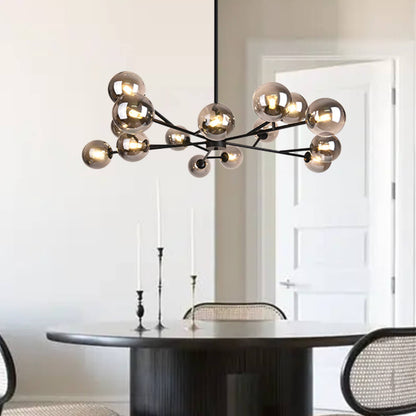 Sophie - Lustre moderne sputnik à 15 lumières avec globes en verre