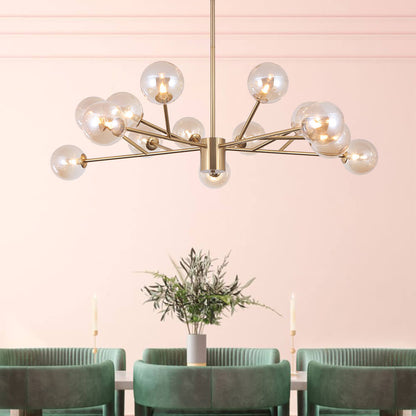 Sophie - Lustre moderne sputnik à 15 lumières avec globes en verre