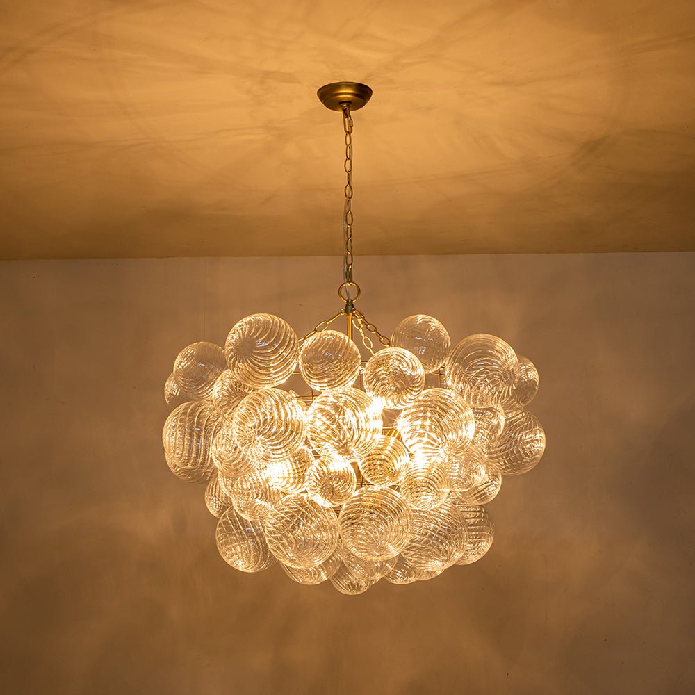 Camille - Lustre contemporain en verre à bulles avec design en grappe